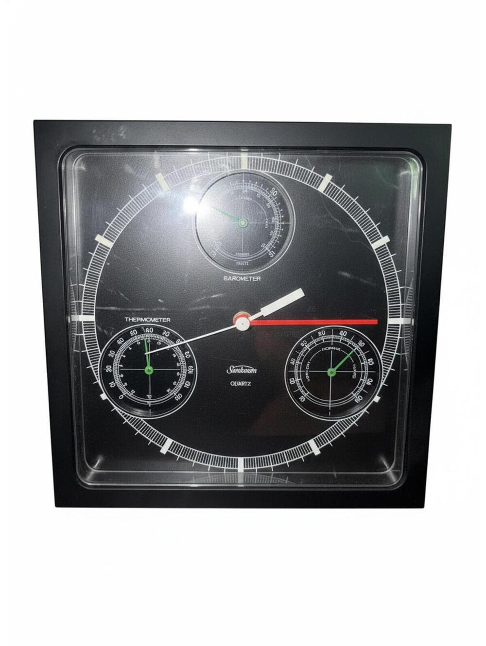 Sunbeam Quartz Wall Clock with Thermometer and Barometer